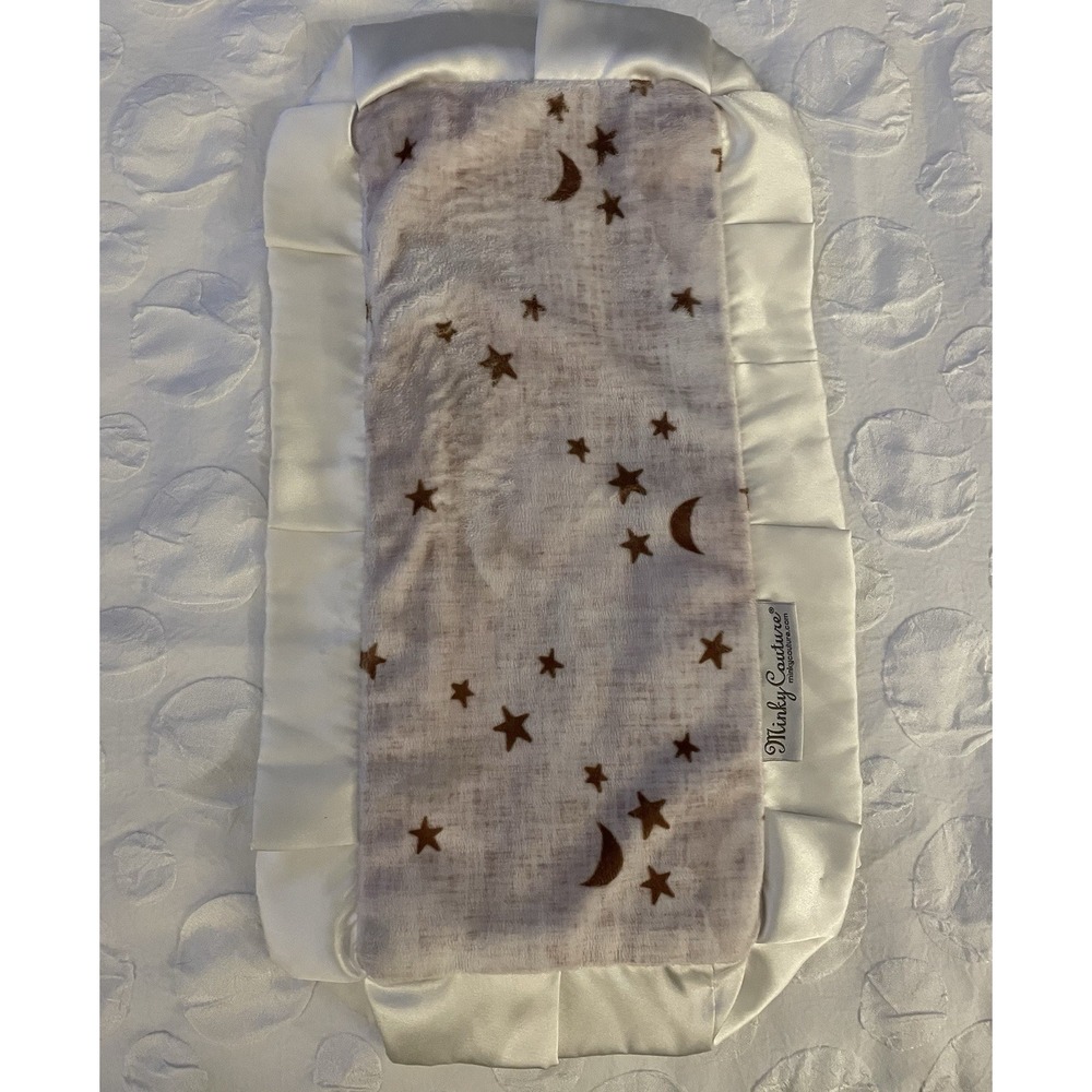 Minky Couture Baby Blanket Stars Moon Mini Security Lovey 11" x 19" Soft Comfort